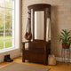 Odell Foyer Hall Tree Coat Hanger w Mirror, Storage Bench, Dark Brown