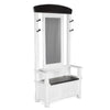 Orso Foyer Hall Tree Coat Hanger w Mirror, Storage Bench, White, Brown