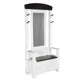 Orso Foyer Hall Tree Coat Hanger w Mirror, Storage Bench, White, Brown