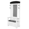 Orso Foyer Hall Tree Coat Hanger w Mirror Storage Bench White Brown BM325227