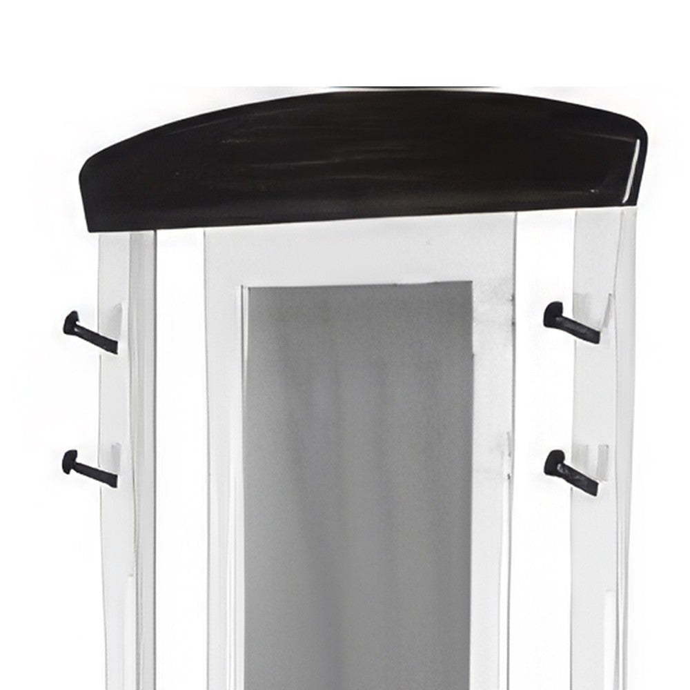 Orso Foyer Hall Tree Coat Hanger w Mirror Storage Bench White Brown BM325227