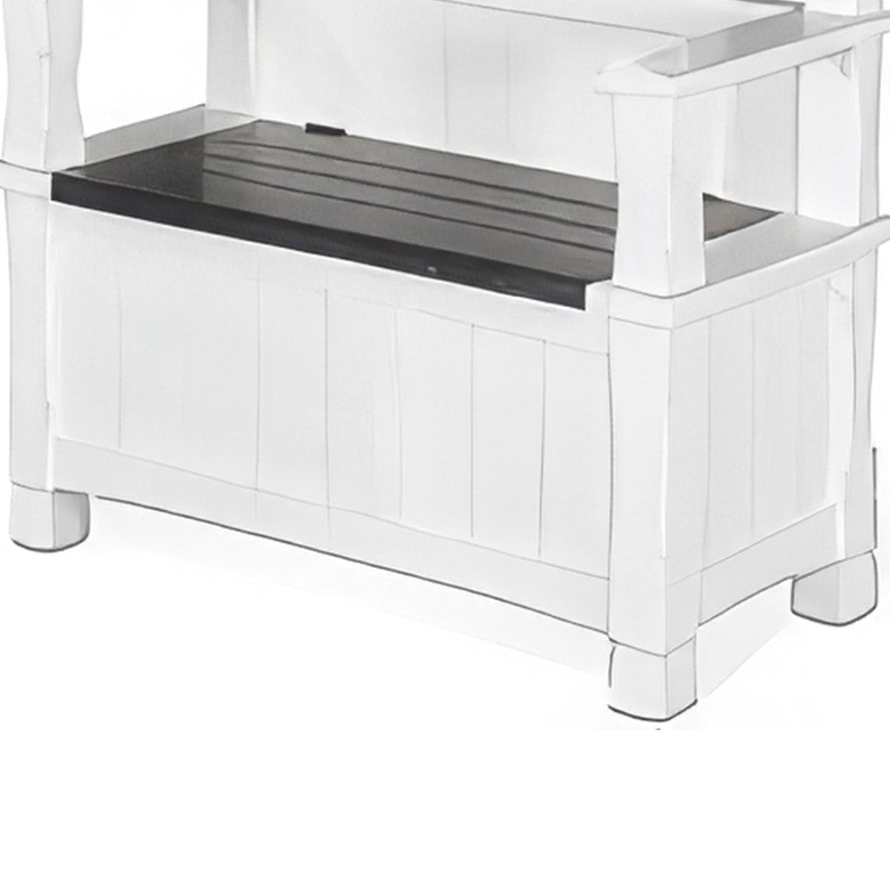 Orso Foyer Hall Tree Coat Hanger w Mirror Storage Bench White Brown BM325227