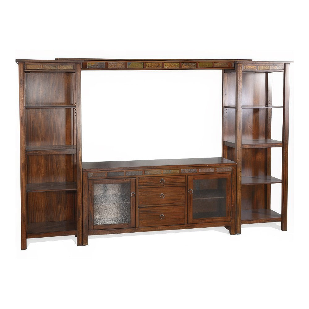 Odell TV Media Wall Entertainment Console Display Shelves Brown 108’’ BM325229