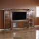 Odell TV Media Wall Entertainment Console, Display Shelves, Brown 108"