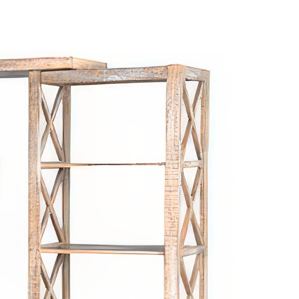 Rany 4pc TV Wall Entertainment Console 2 Pier Bridge Brown Wood 114’’ BM325230