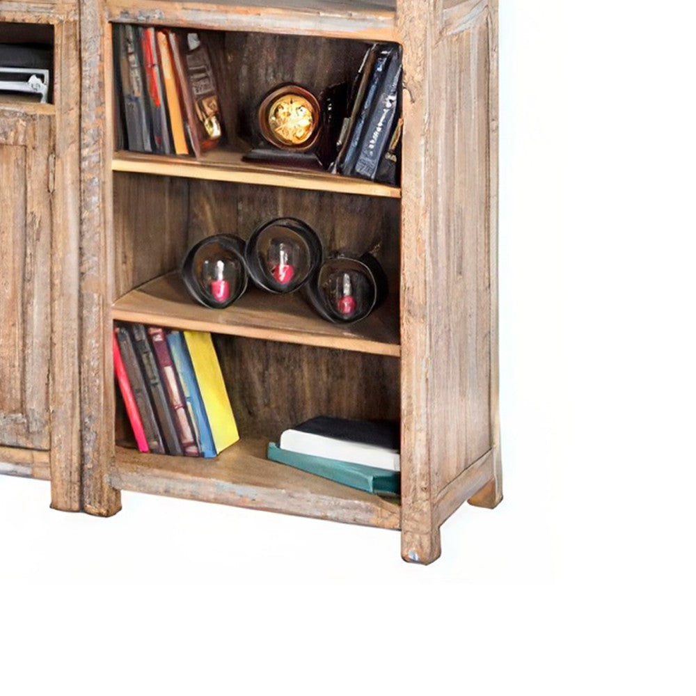 Rany 4pc TV Wall Entertainment Console 2 Pier Bridge Brown Wood 114’’ BM325230