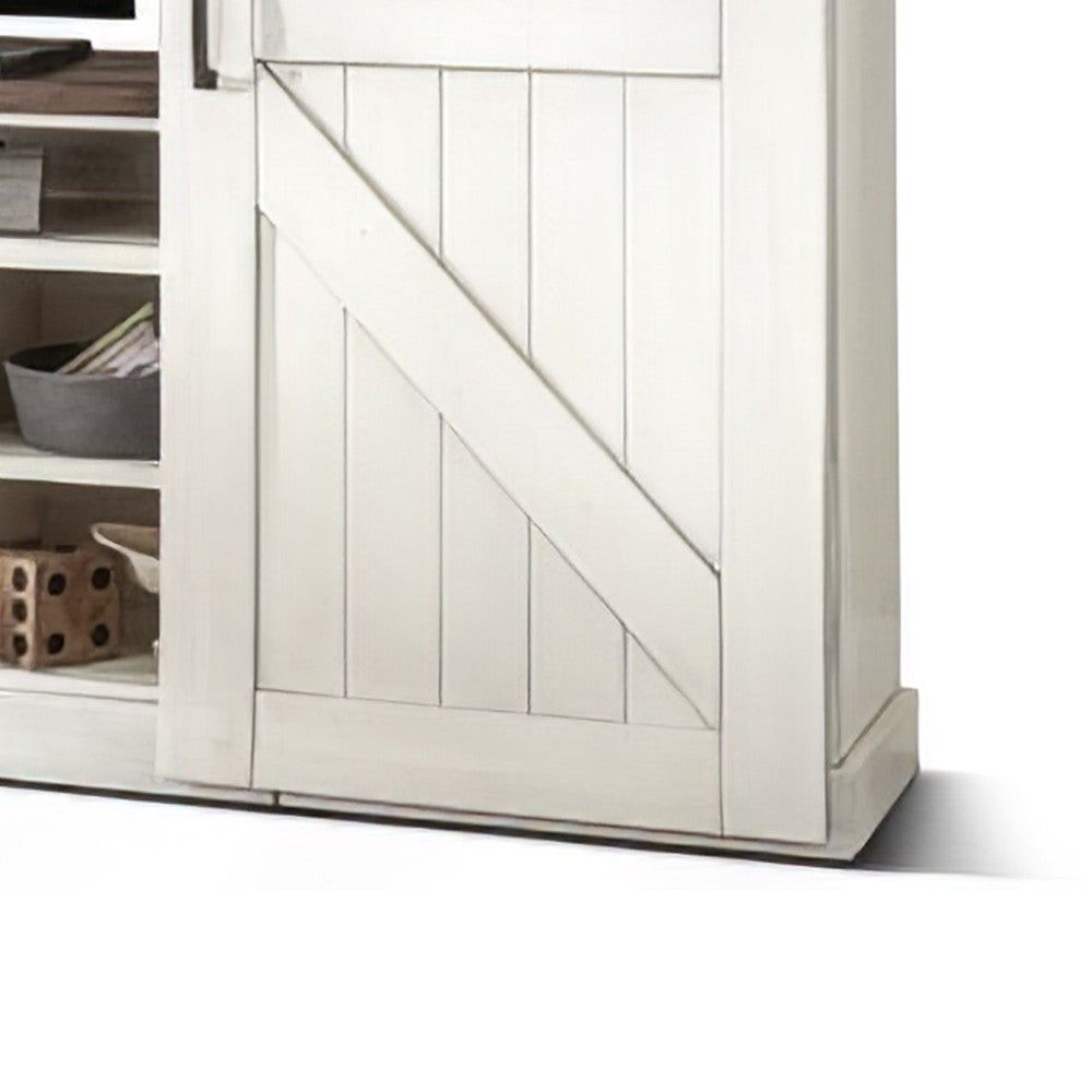 Orso TV Media Entertainment Console Wall w Barn Doors White 109’’ BM325232