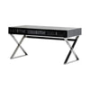 Cyen Office Writing Desk, 57 Inch, Black Crocodile Lacquer, 2 Drawers