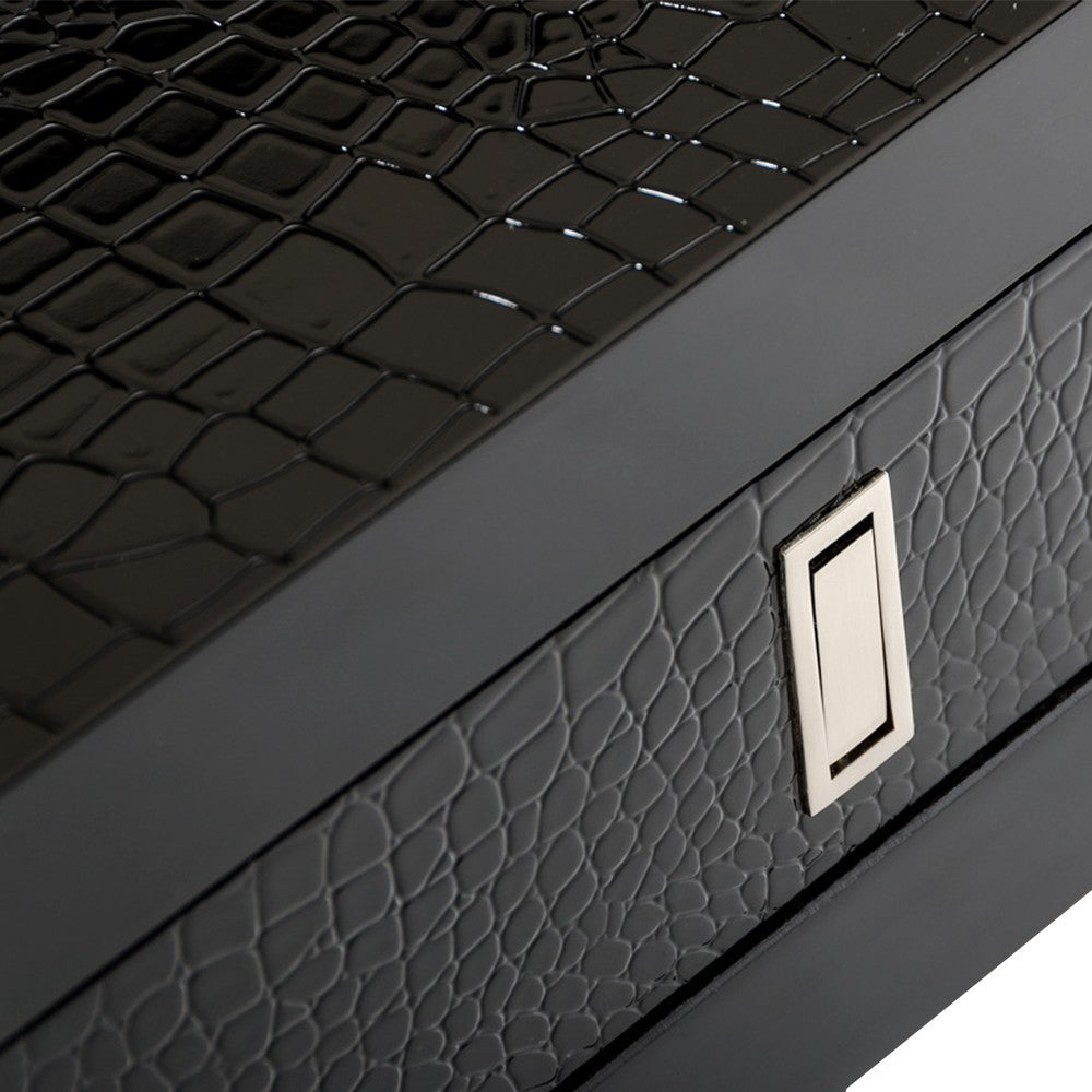 Cyen Office Writing Desk 57 Inch Black Crocodile Lacquer 2 Drawers BM325233