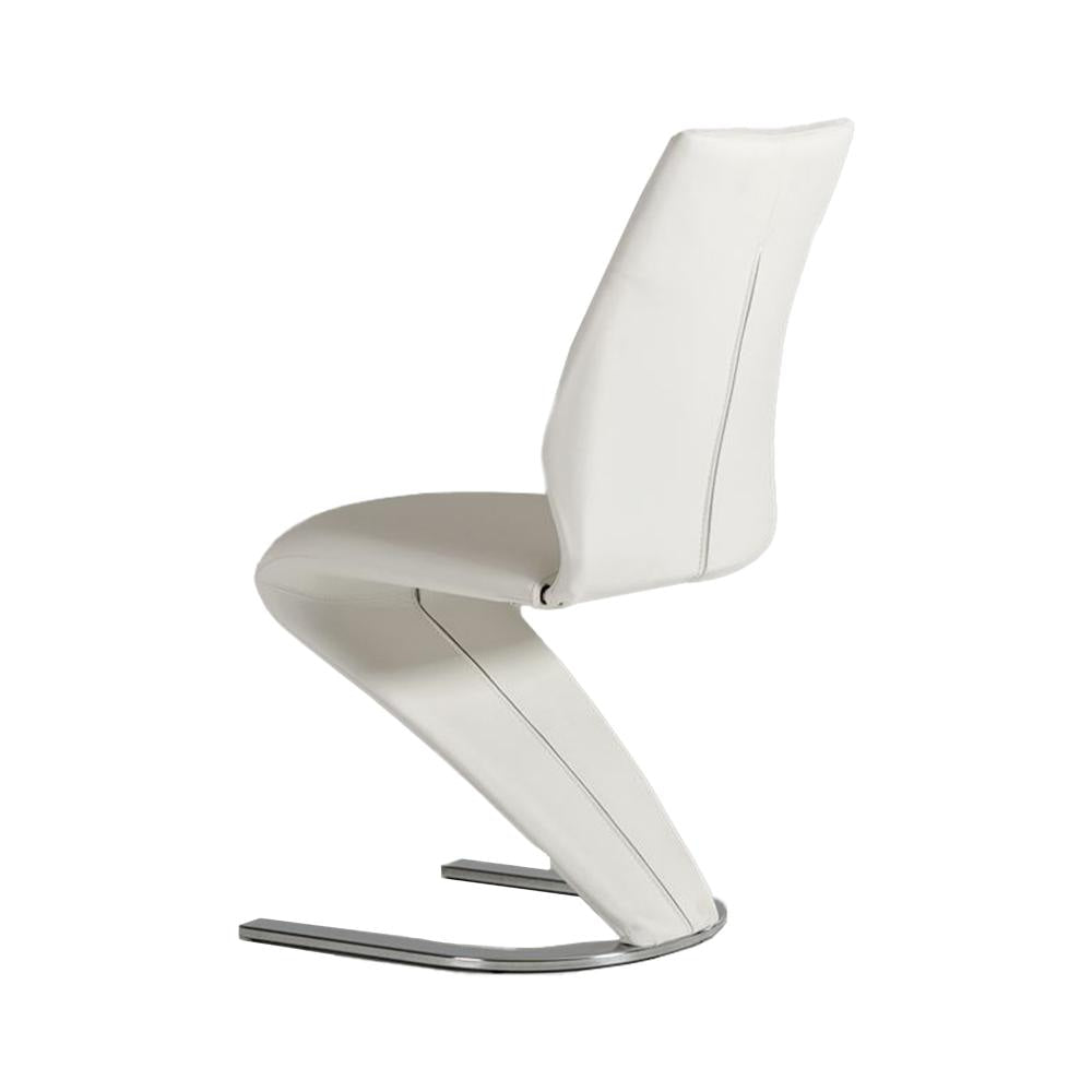 Pia Dining Chair Set of 2 Modern White Faux Leather Chrome Legs BM325235