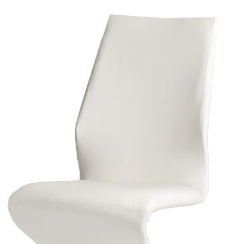 Pia Dining Chair Set of 2 Modern White Faux Leather Chrome Legs BM325235