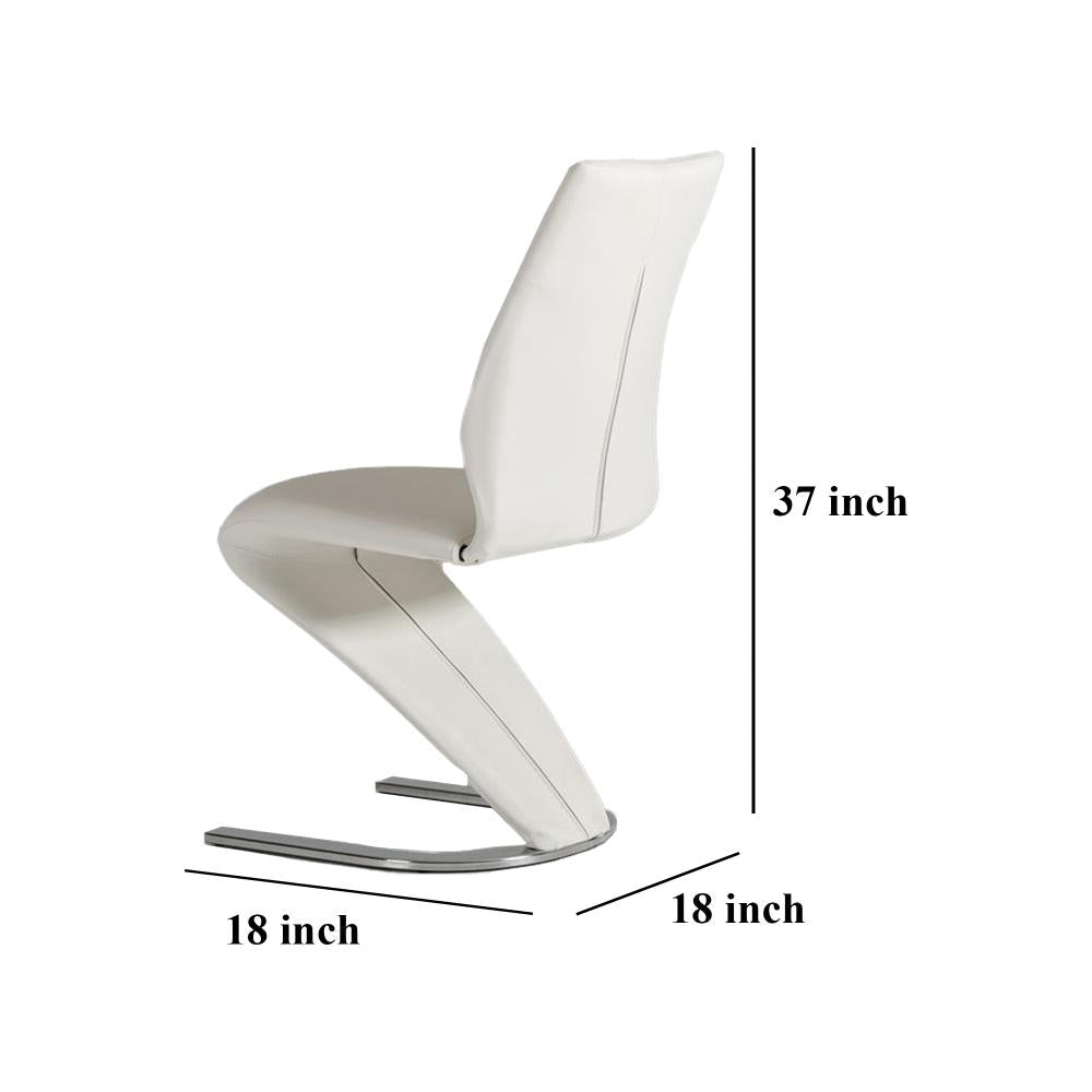Pia Dining Chair Set of 2 Modern White Faux Leather Chrome Legs BM325235