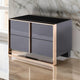 Caer Nightstand, 2 Drawers, Modern Rose Gold Stainless Steel, Black