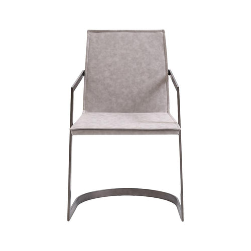 Jegy Dining Chair, Padded Washed Gray Faux Leather, Cantilever Base