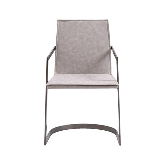 Jegy Dining Chair, Padded Washed Gray Faux Leather, Cantilever Base