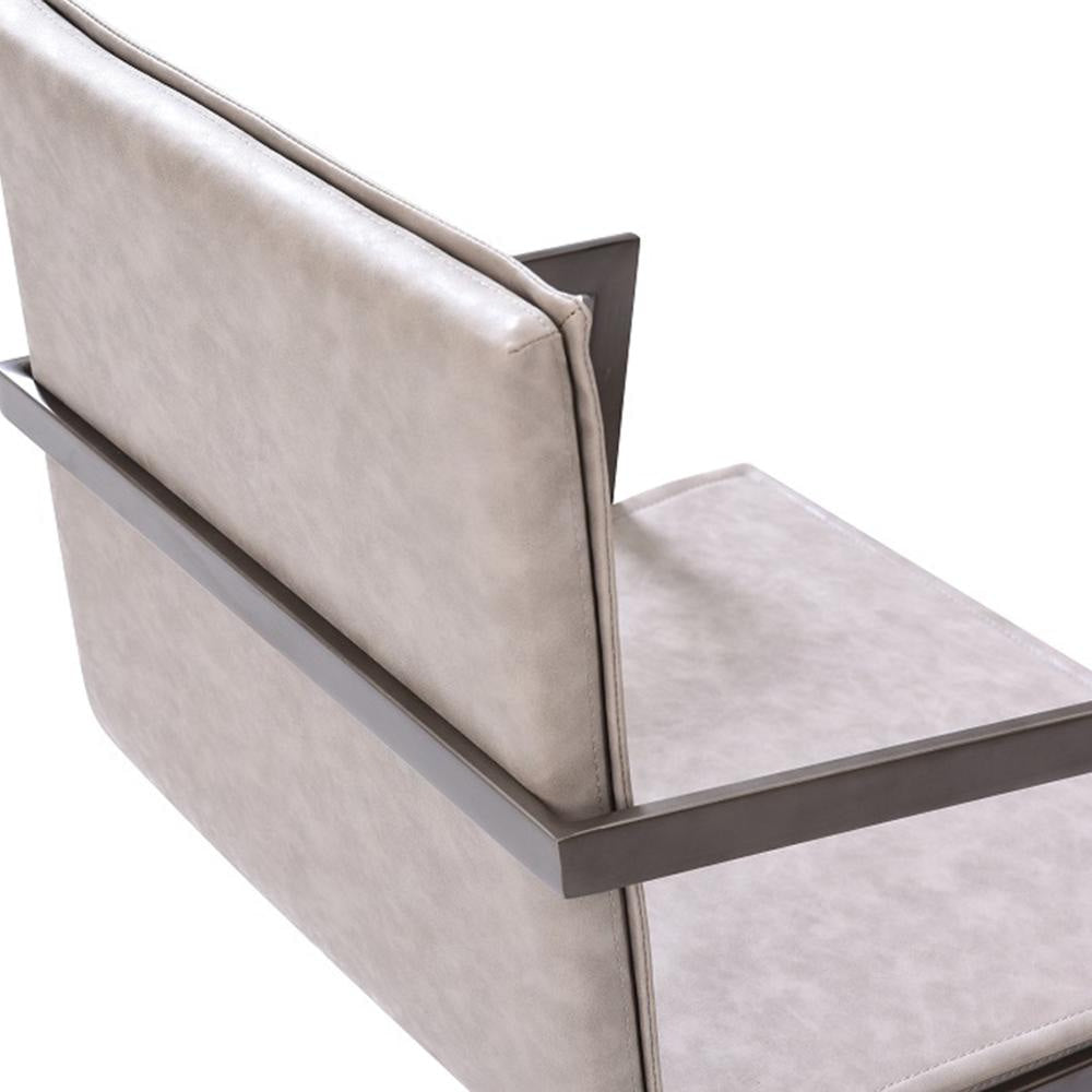 Jegy Dining Chair Padded Washed Gray Faux Leather Cantilever Base BM325237