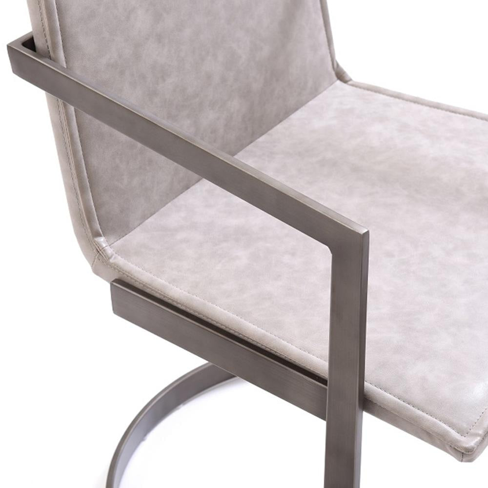 Jegy Dining Chair Padded Washed Gray Faux Leather Cantilever Base BM325237