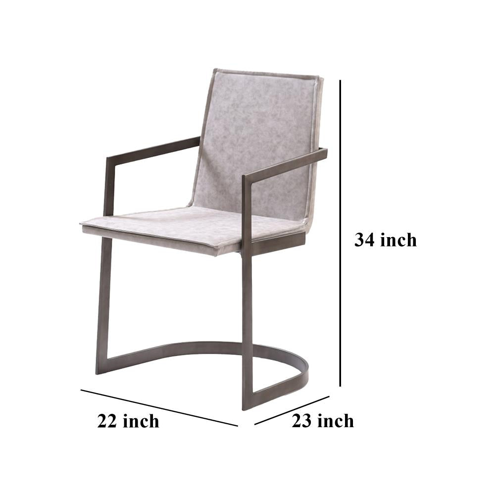 Jegy Dining Chair Padded Washed Gray Faux Leather Cantilever Base BM325237