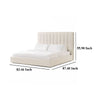 Valy Platform Queen Bed Vertical Striped Tufted Ivory Upholstered