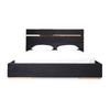 Caer Platform Queen Bed Black Velvet Upholstery Rose Gold Steel
