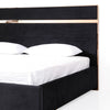 Caer Platform Queen Bed Black Velvet Upholstery Rose Gold Steel