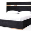 Caer Platform Queen Bed Black Velvet Upholstery Rose Gold Steel