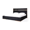 Caer Platform King Bed Black Velvet Upholstery Rose Gold Steel