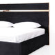 Caer Platform King Bed Black Velvet Upholstery Rose Gold Steel