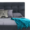 Adia Platform King Bed Dark Gray Button Tufted Polyester Upholstery BM325243