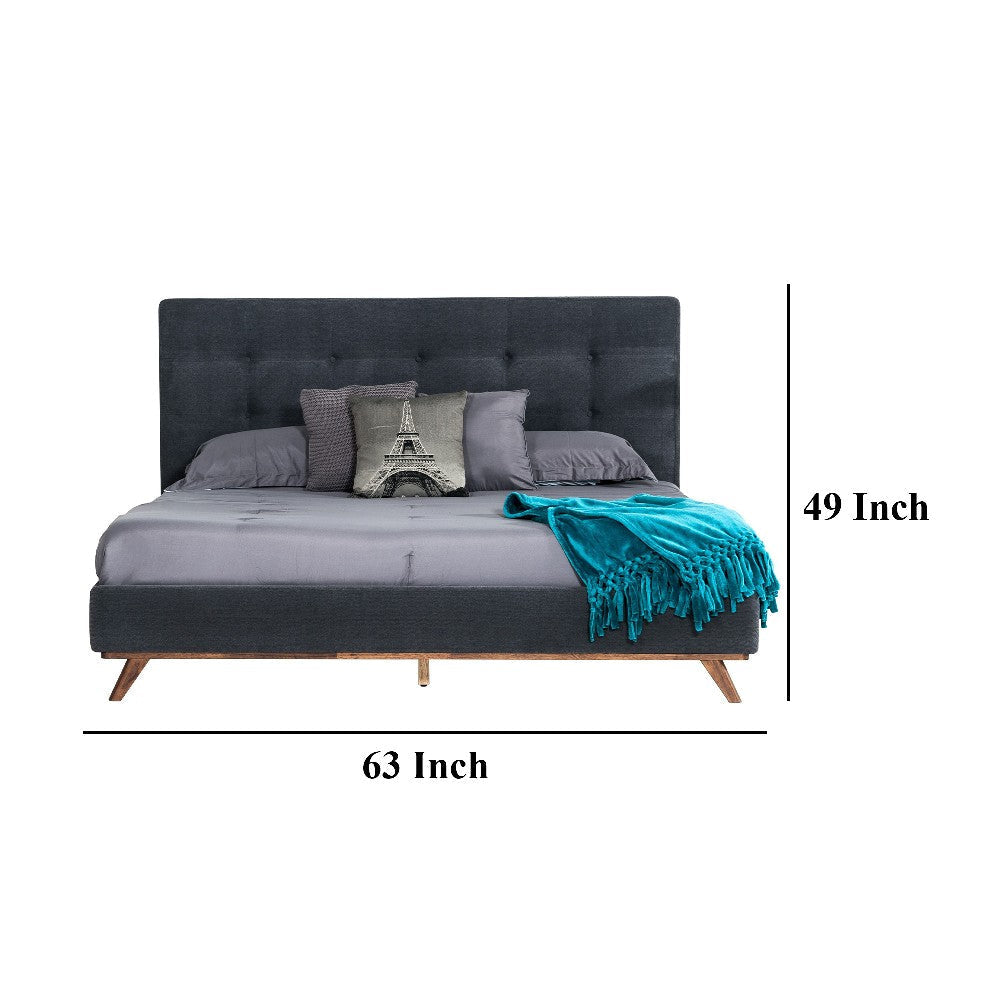 Adia Platform King Bed Dark Gray Button Tufted Polyester Upholstery BM325243