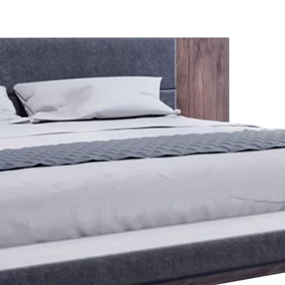 Noe Zen Japanese Low Profile Queen Bed w Nightstand Dark Gray Walnut BM325245