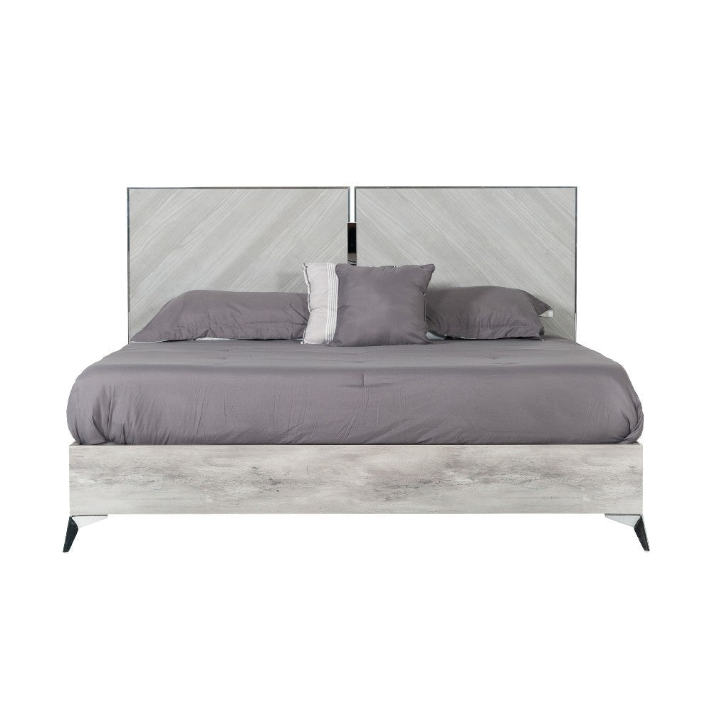 Jecky King Size Bed Low Profile Angled Legs Italian Inspired Gray BM325246