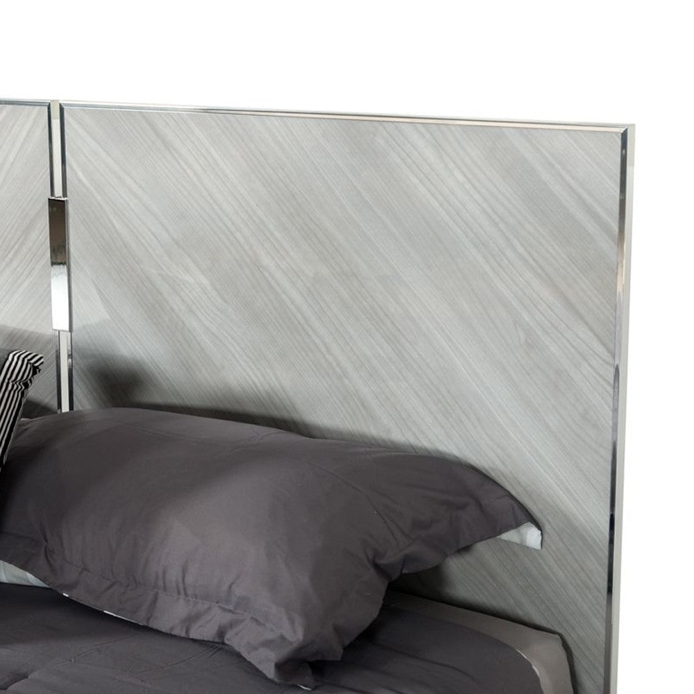 Jecky King Size Bed Low Profile Angled Legs Italian Inspired Gray BM325246