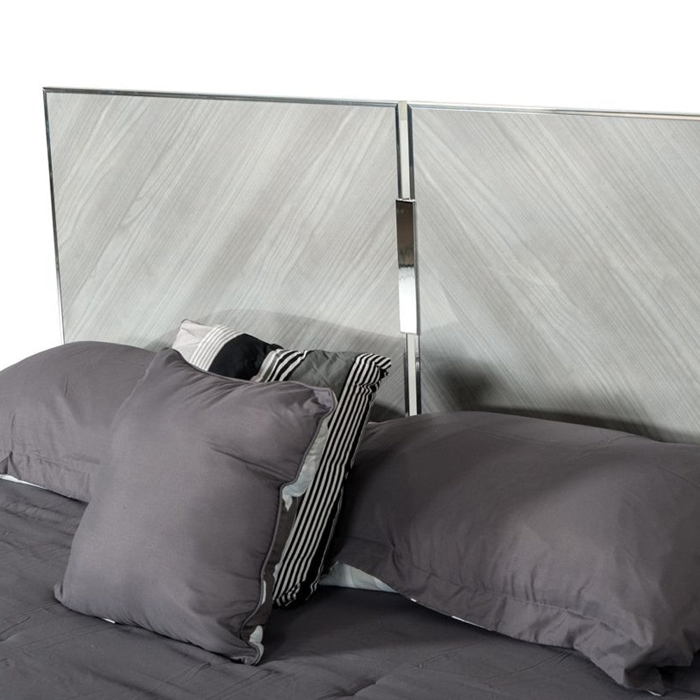 Jecky King Size Bed Low Profile Angled Legs Italian Inspired Gray BM325246