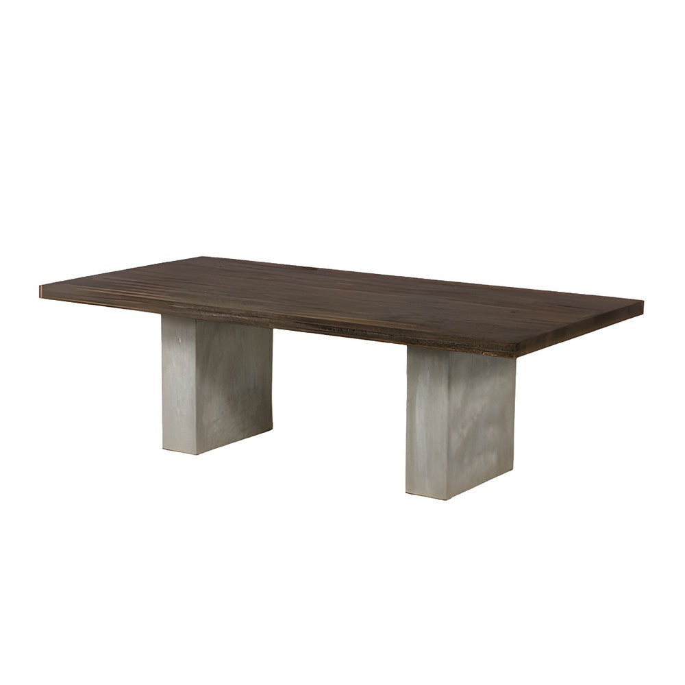 Cid Ari Dining Table Concrete Base 118 Inch Rectangular Brown Oak Top BM325247