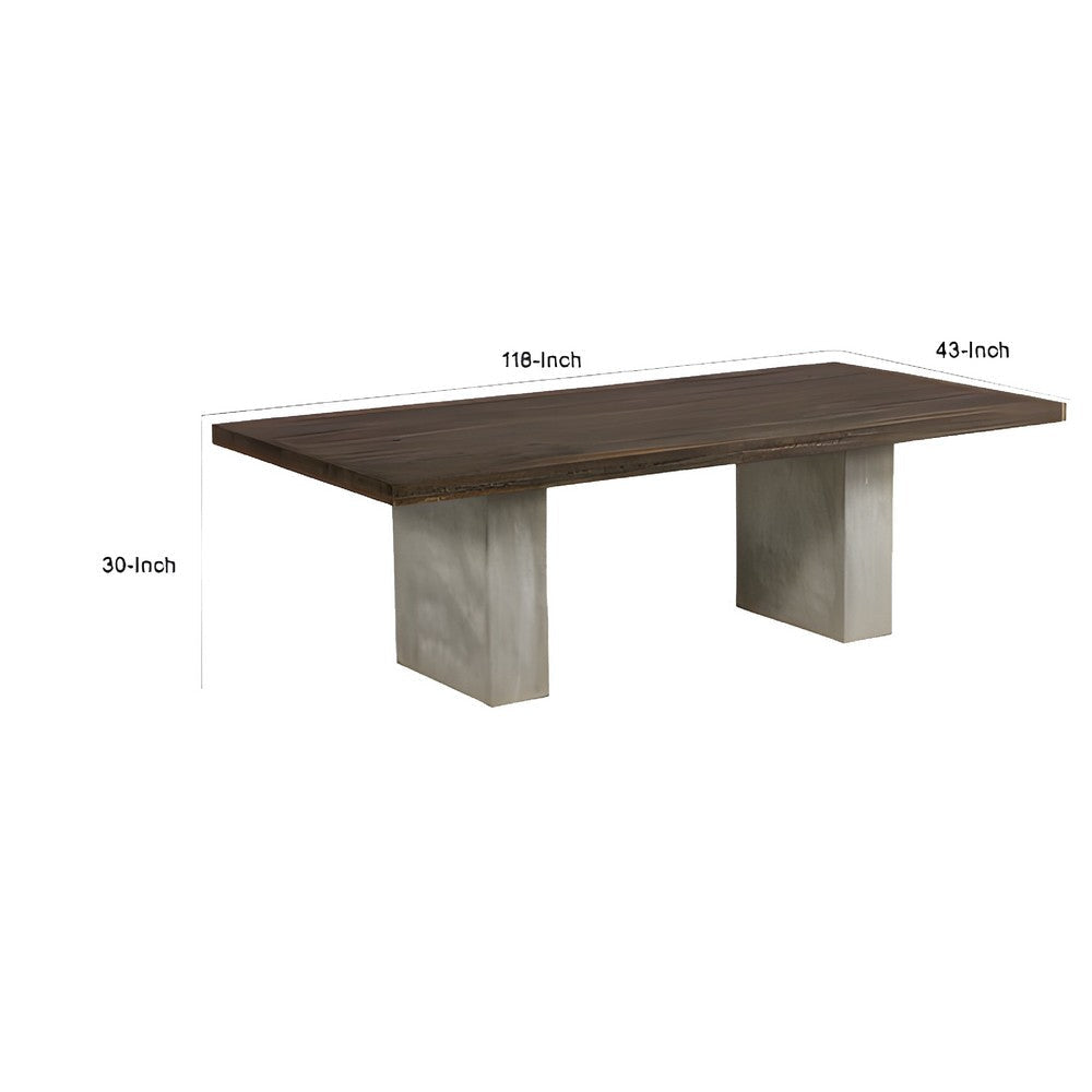 Cid Ari Dining Table Concrete Base 118 Inch Rectangular Brown Oak Top BM325247
