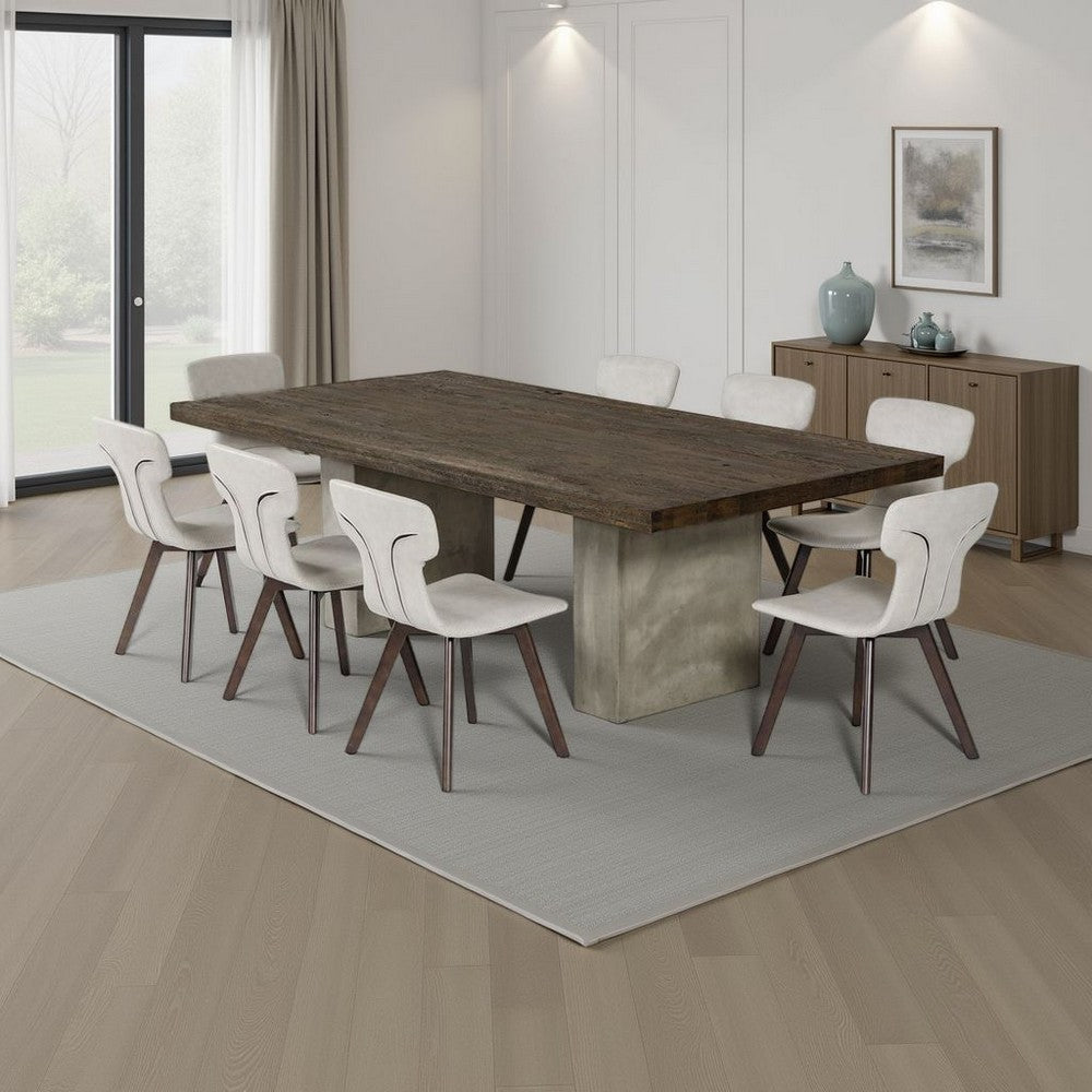 Cid Ari Dining Table Concrete Base 118 Inch Rectangular Brown Oak Top BM325247