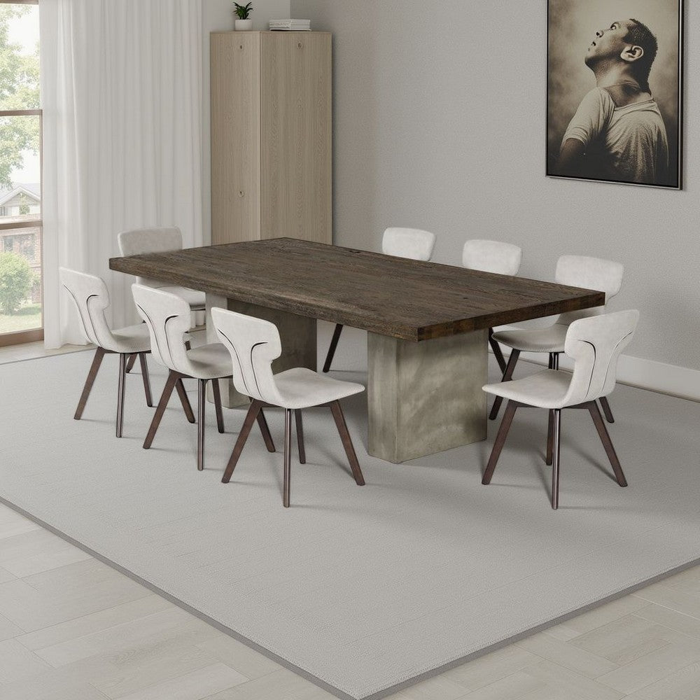 Cid Ari Dining Table Concrete Base 118 Inch Rectangular Brown Oak Top BM325247