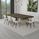 Cid Ari Dining Table, Concrete Base 118 Inch Rectangular Brown Oak Top