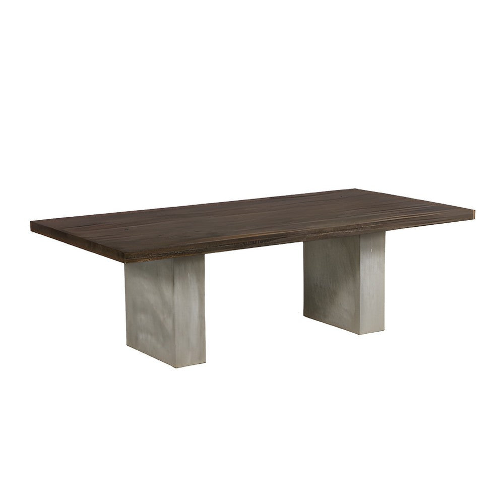 Cid Ari Dining Table Concrete Base 118 Inch Rectangular Brown Oak Top BM325247