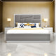 Cid Ape King Bed, Accent Headboard, Gray Bonded Leather Upholstery