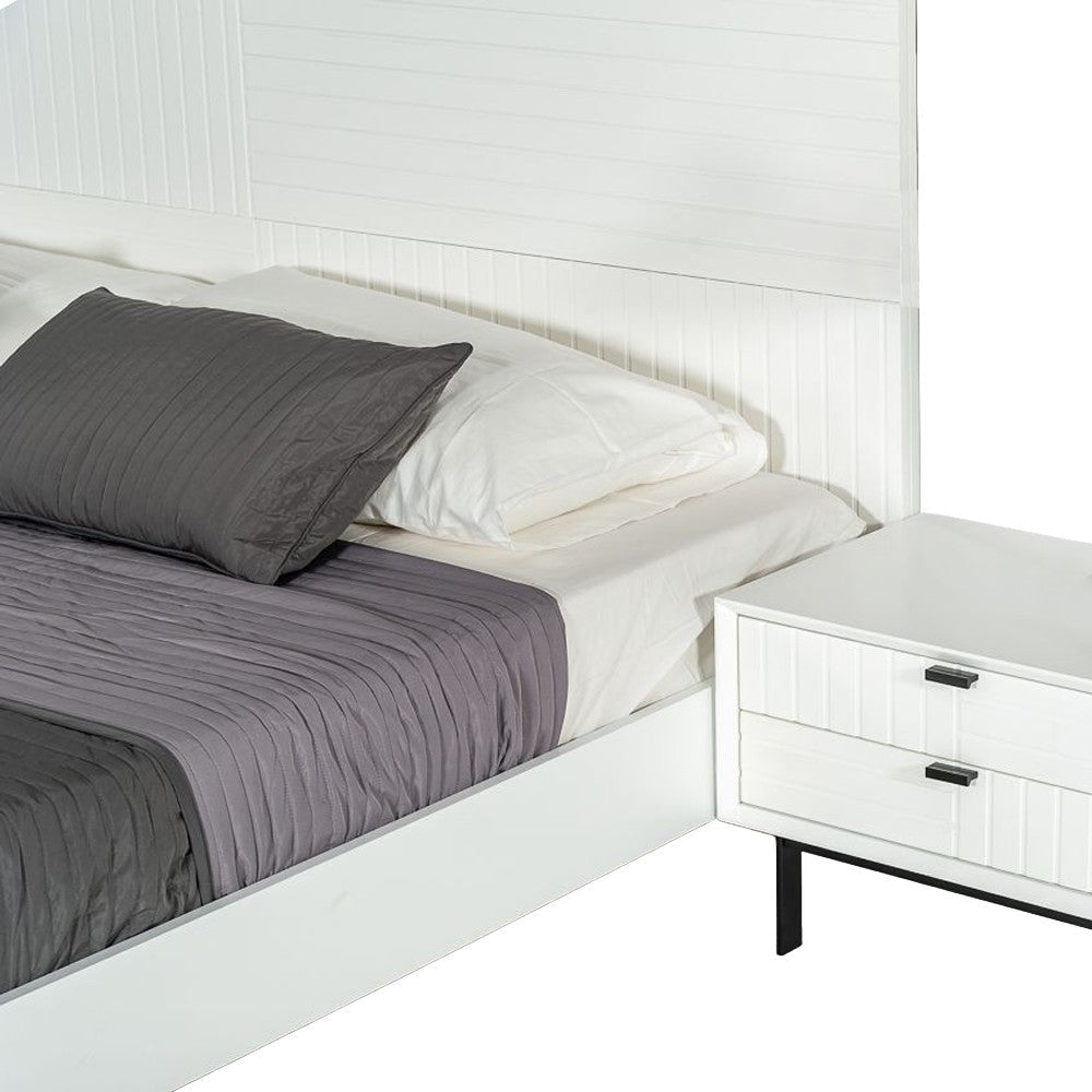 Noe Shin Full Size Platform Bed Panel Headboard White Matte Finish BM325249