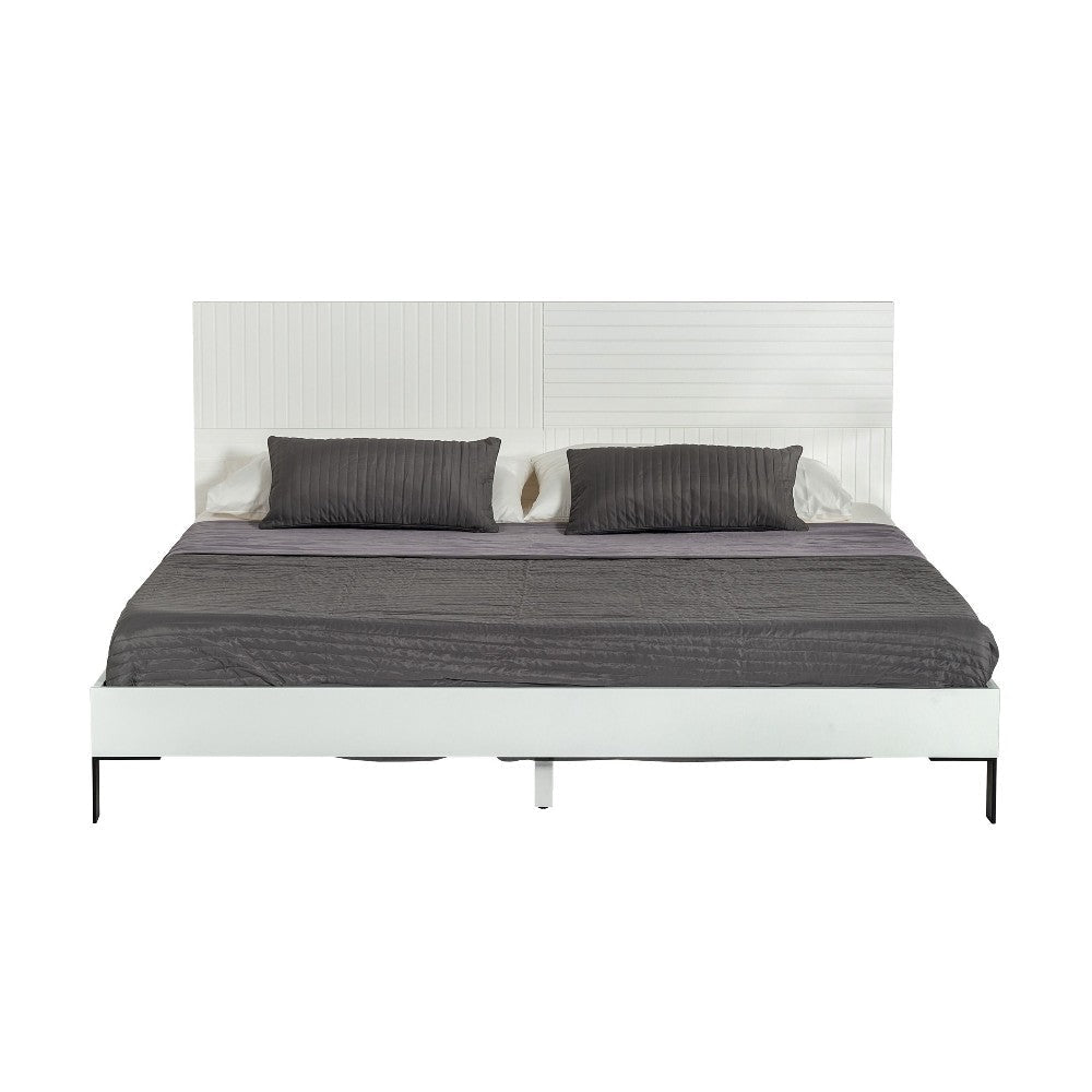 Noe Shin Queen Size Platform Bed Panel Headboard White Matte Finish BM325250