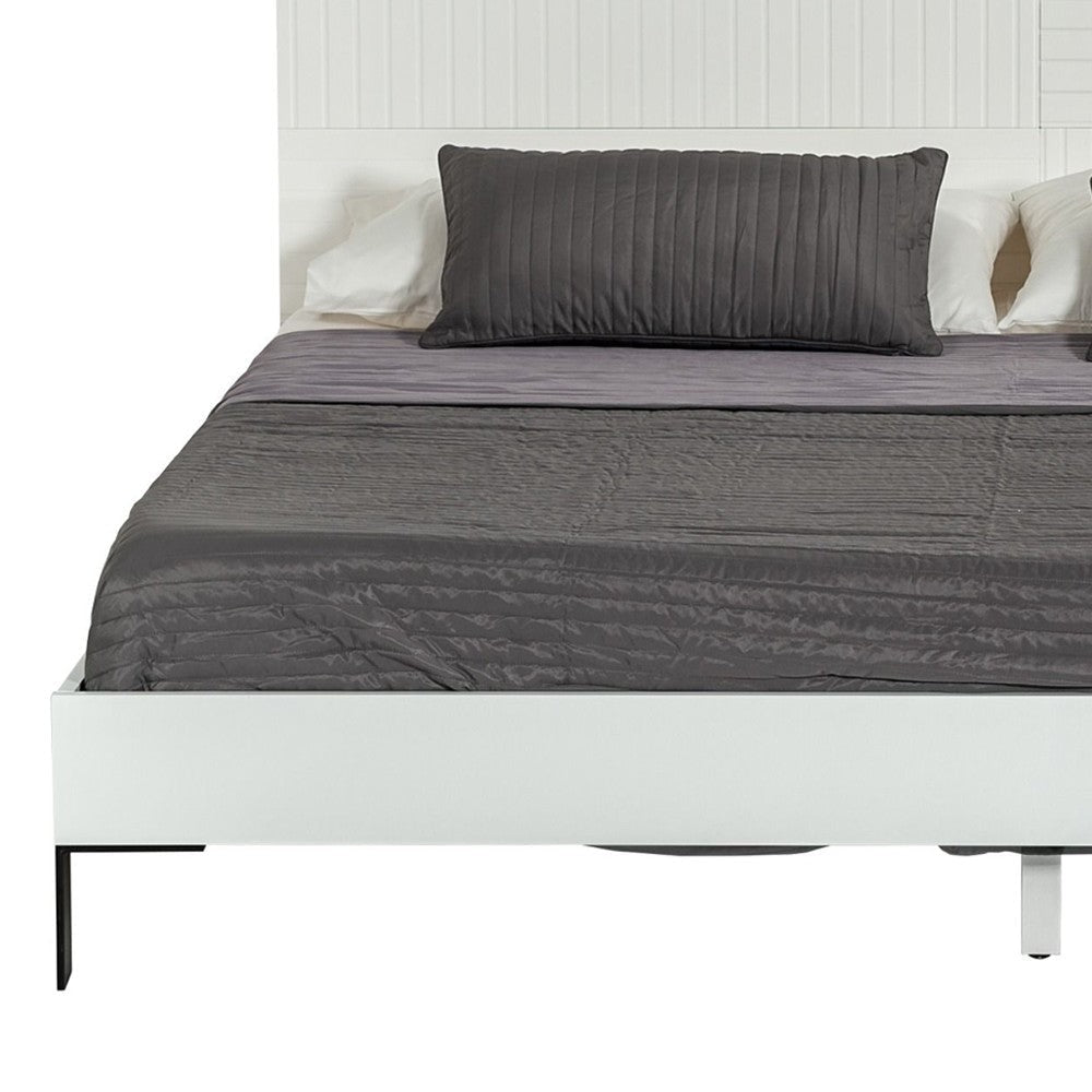 Noe Shin Queen Size Platform Bed Panel Headboard White Matte Finish BM325250