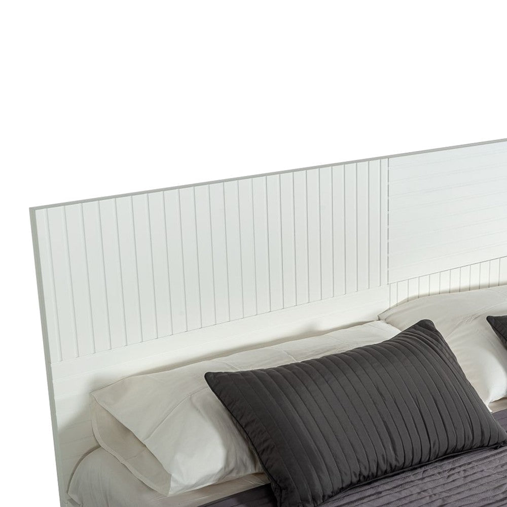 Noe Shin Queen Size Platform Bed Panel Headboard White Matte Finish BM325250