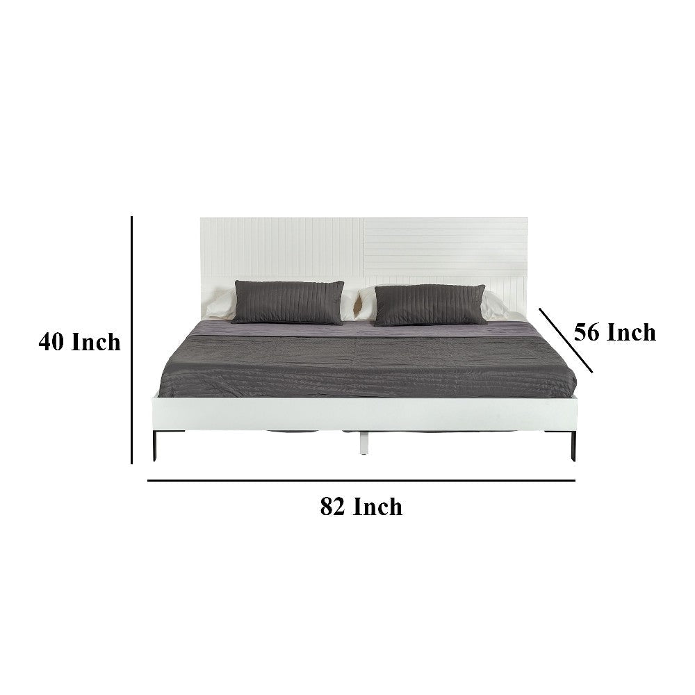Noe Shin Queen Size Platform Bed Panel Headboard White Matte Finish BM325250