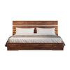 Noe In King Size Bed Steel Accent Panel Headboard Light Brown Wood BM325251