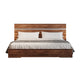 Noe In King Size Bed Steel Accent Panel Headboard Light Brown Wood BM325251