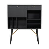 Belo Accent Buffet Sideboard, 6 Shelves, Gold Accent, Black, 42 Inch
