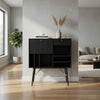 Belo Accent Buffet Sideboard, 6 Shelves, Gold Accent, Black, 42 Inch